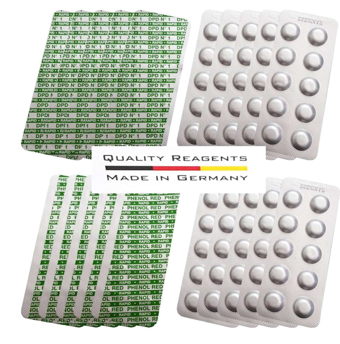 Test-Tabletten RAPID für pH-Wert und freies Chlor je 100 Stück DPD 1 + Phenol Red