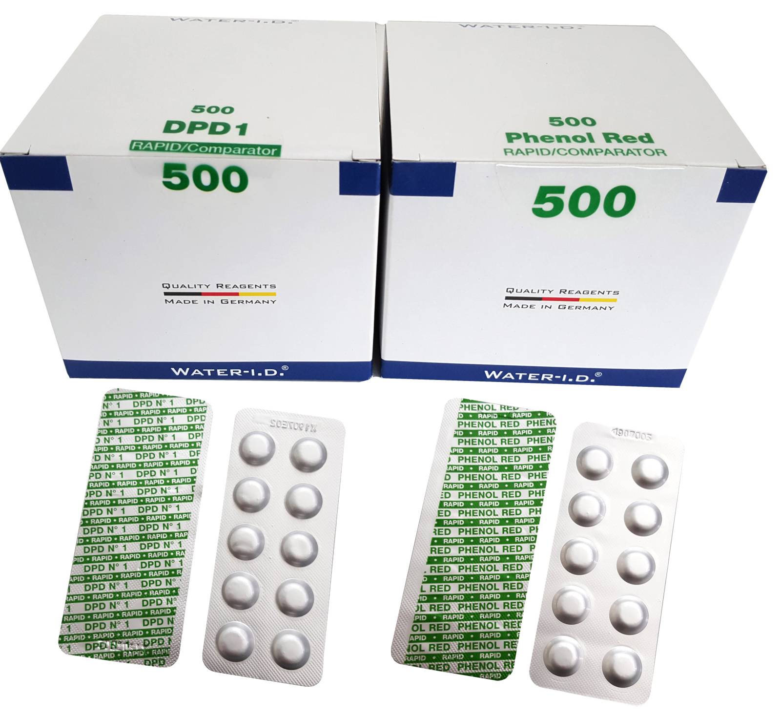 Test-Tabletten RAPID für pH-Wert und freies Chlor je 500 Stück DPD 1 + Phenol Red