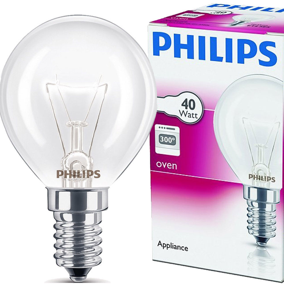 5x Philips Backofenlampe Tropfen E14 SES 40W 300° OVEN Glühbirne Glühlampe
