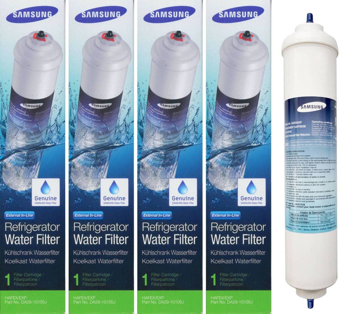 4x Original Samsung Wasserfilter DA29-10105J Filter HAFEX/EXP 3785 Liter