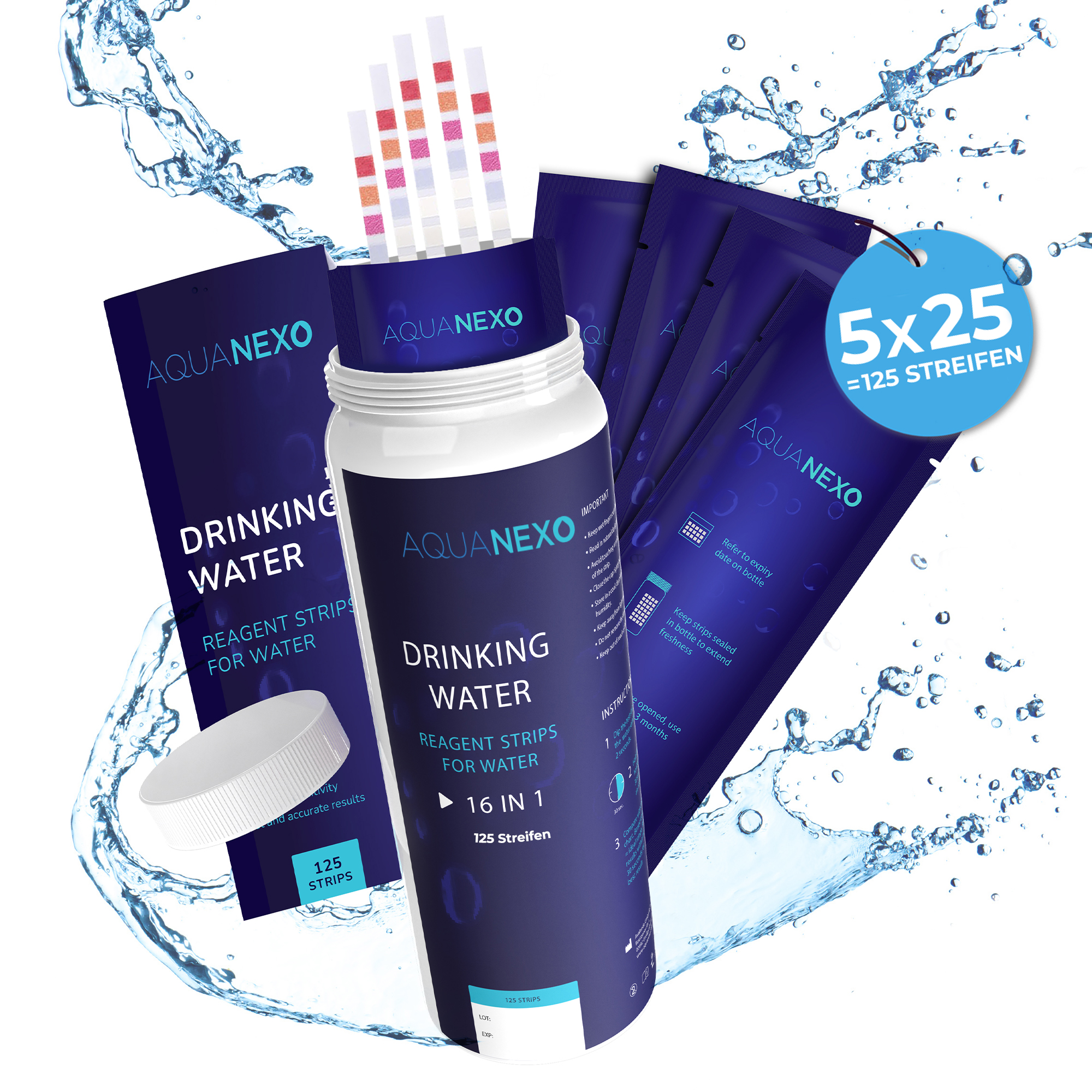 125 Wassertester Trinkwasser Teststreifen 16-in-1 Trinkwassertest pH Wasserhärte
