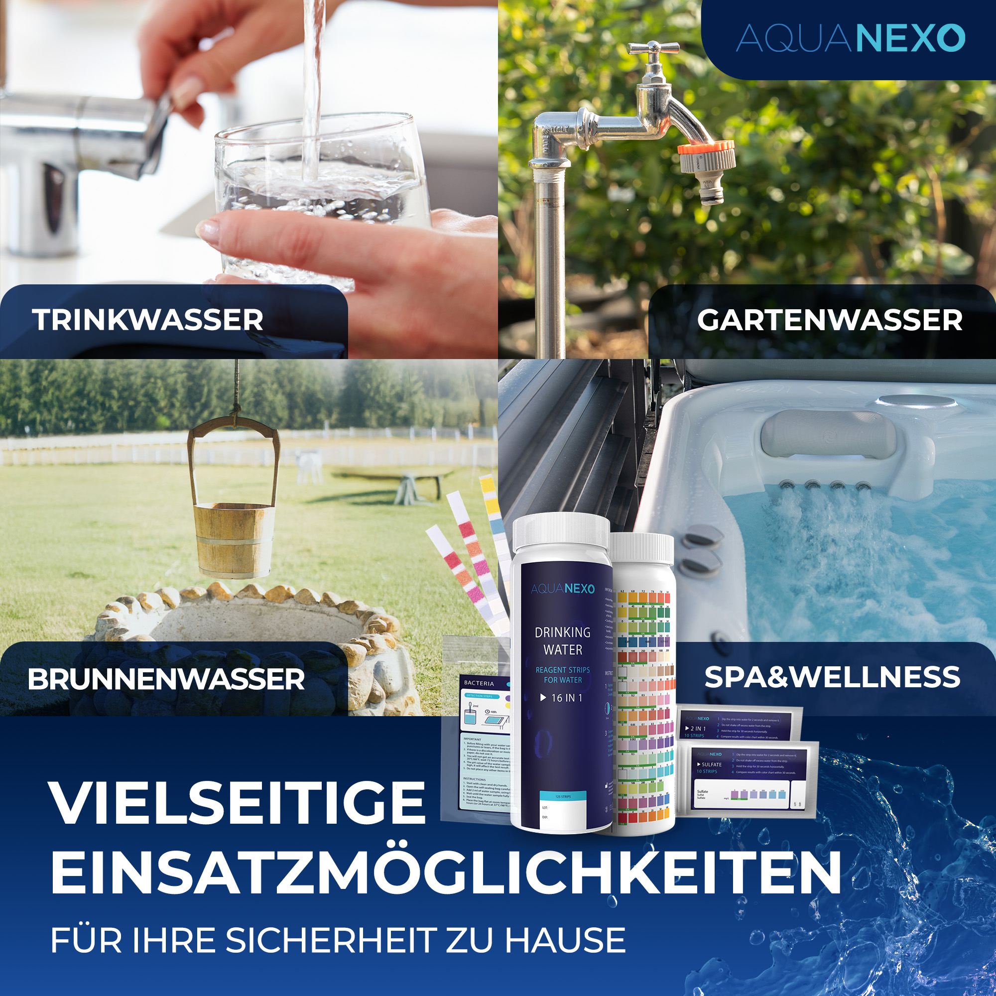 125 Wassertester Trinkwasser Teststreifen 17-in-1 + 2 Bakterientests + 10 Trinkwasser Teststreifen Nitrat/Nitrit + 10 Trinkwasserteststreifen Sulfate 125 Wassertester Trinkwasser Teststreifen 17-in-1 + 2 Bakterientests + 10 Trinkwasser Teststreifen Nitrat/Nitrit + 10 Trinkwasserteststreifen Sulfate