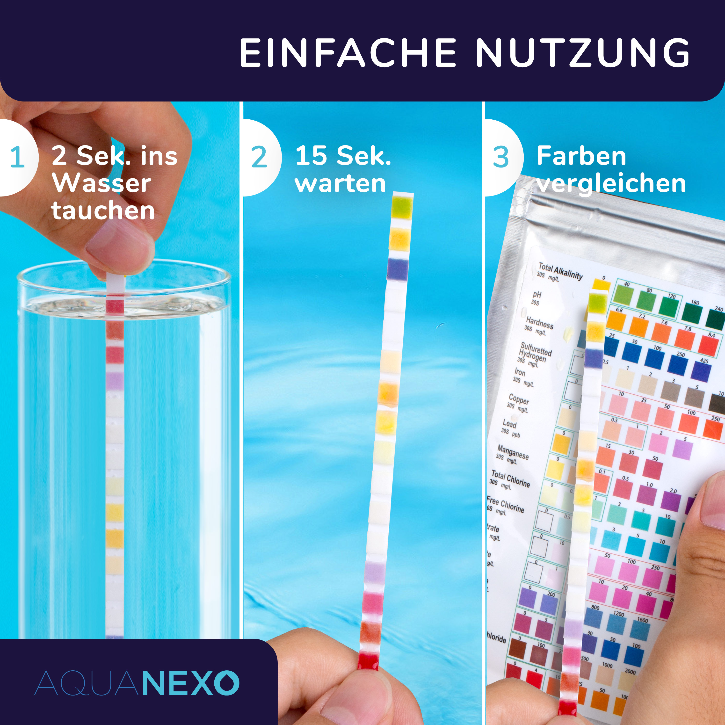 50 Wassertester Trinkwasser Teststreifen 16-in-1 Trinkwassertest pH Wasserhärte