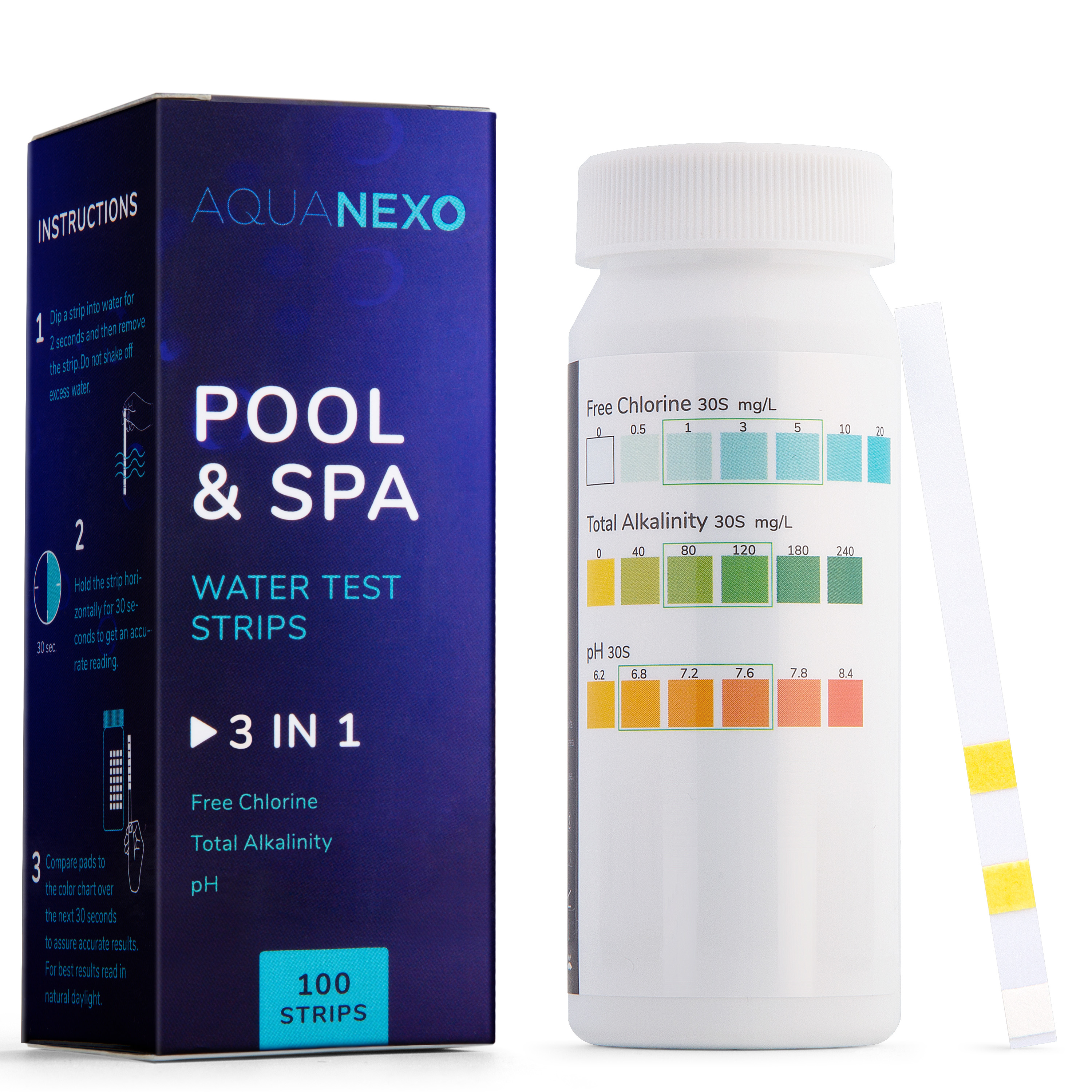 Pool Teststreifen 3in1 pH und Chlor Wassertester 100 st.