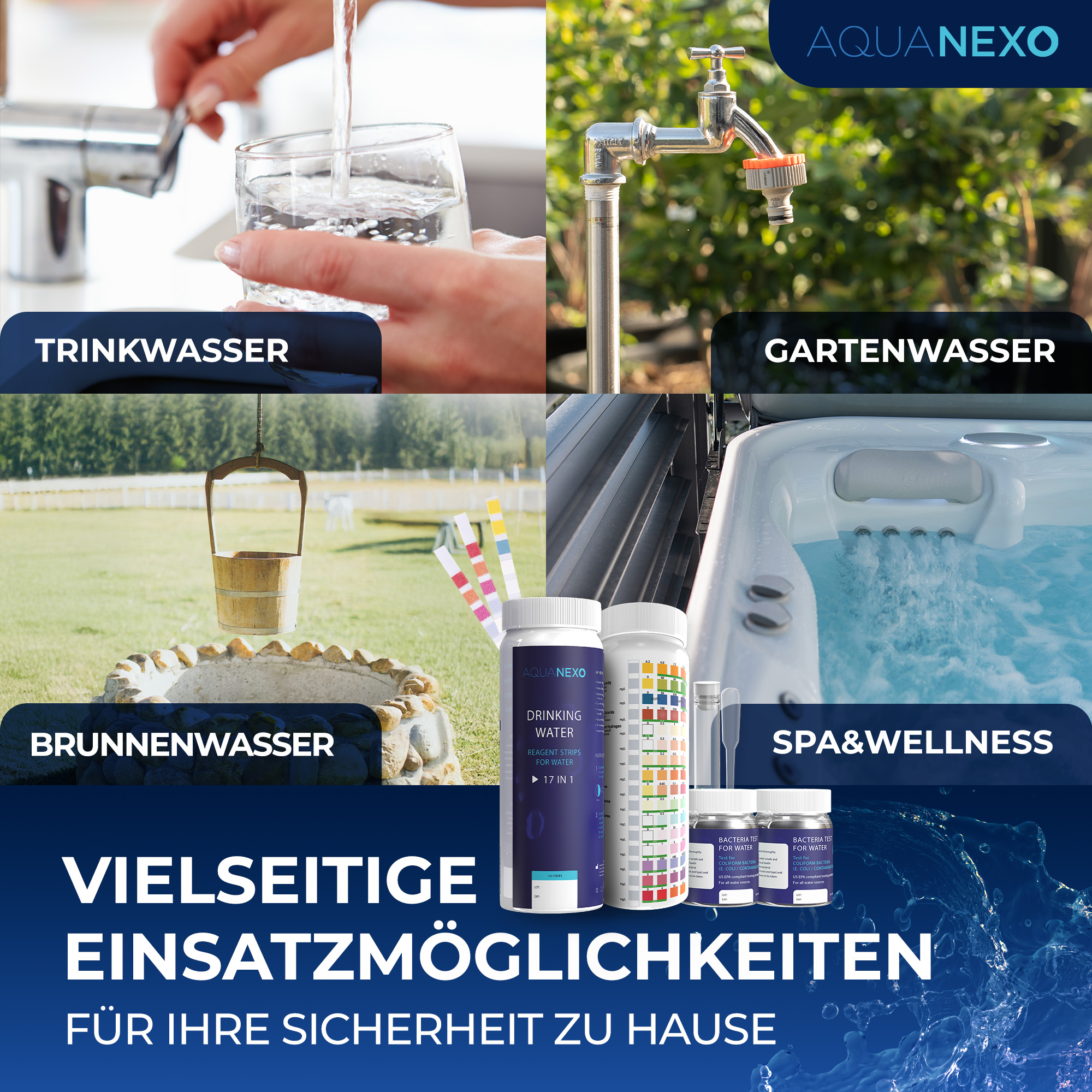 125 Wassertester Trinkwasser Teststreifen 17-in-1 + 2 Bakterientests + Pipette + Reagenzglas