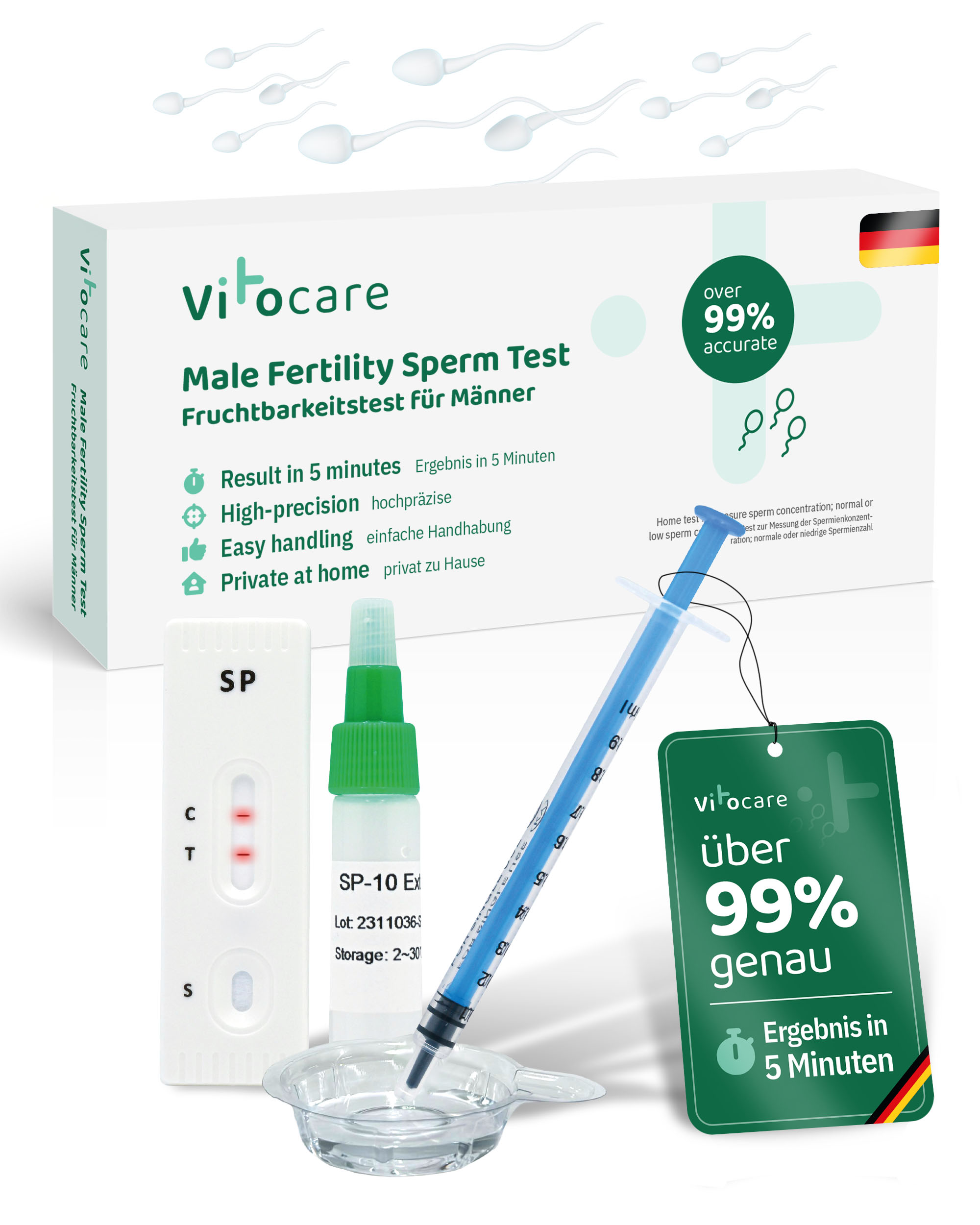 VITOCARE Fruchtbarkeitstest für Männer, Spermientest, Heimtest