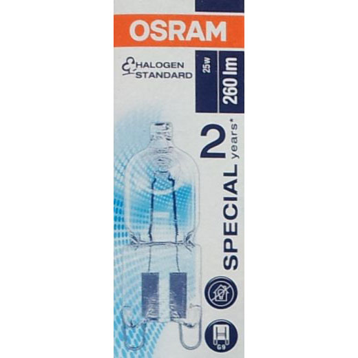 Osram Backofenlampe Halogenlampe Halopin Oven 66725 G9 230V 25W 260lm Einzelpack