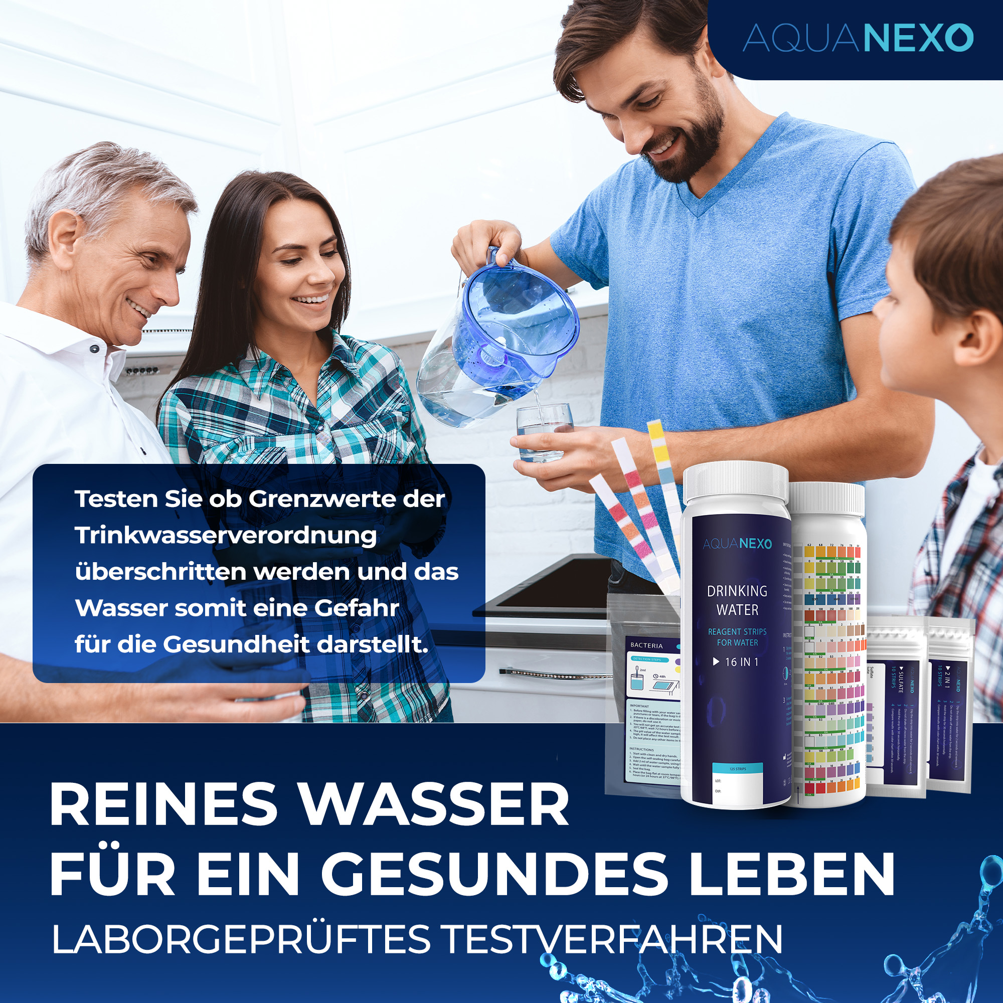 125 Wassertester Trinkwasser Teststreifen 17-in-1 + 2 Bakterientests + 10 Trinkwasser Teststreifen Nitrat/Nitrit + 10 Trinkwasserteststreifen Sulfate 125 Wassertester Trinkwasser Teststreifen 17-in-1 + 2 Bakterientests + 10 Trinkwasser Teststreifen Nitrat/Nitrit + 10 Trinkwasserteststreifen Sulfate