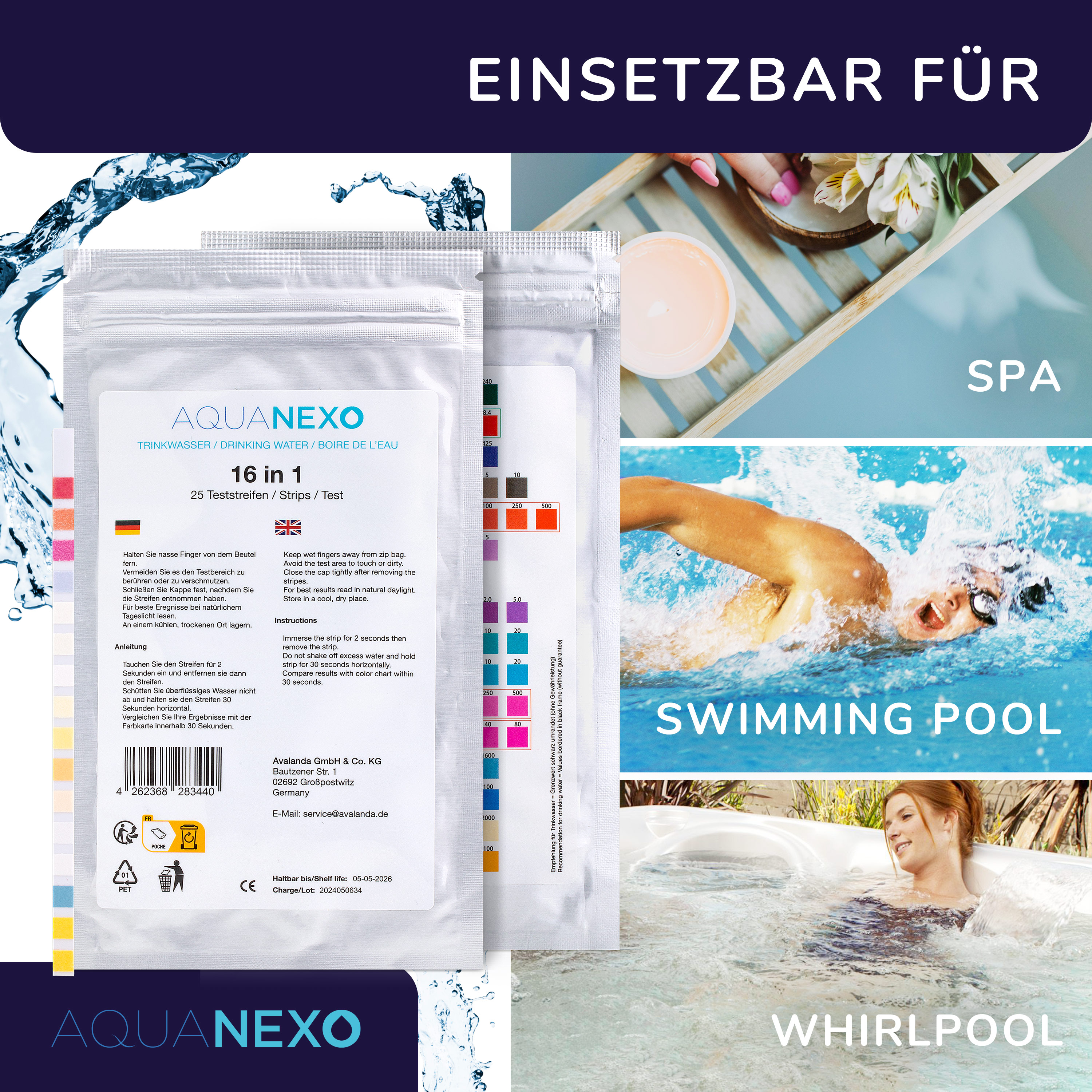 50 Wassertester Trinkwasser Teststreifen 16-in-1 Trinkwassertest pH Wasserhärte