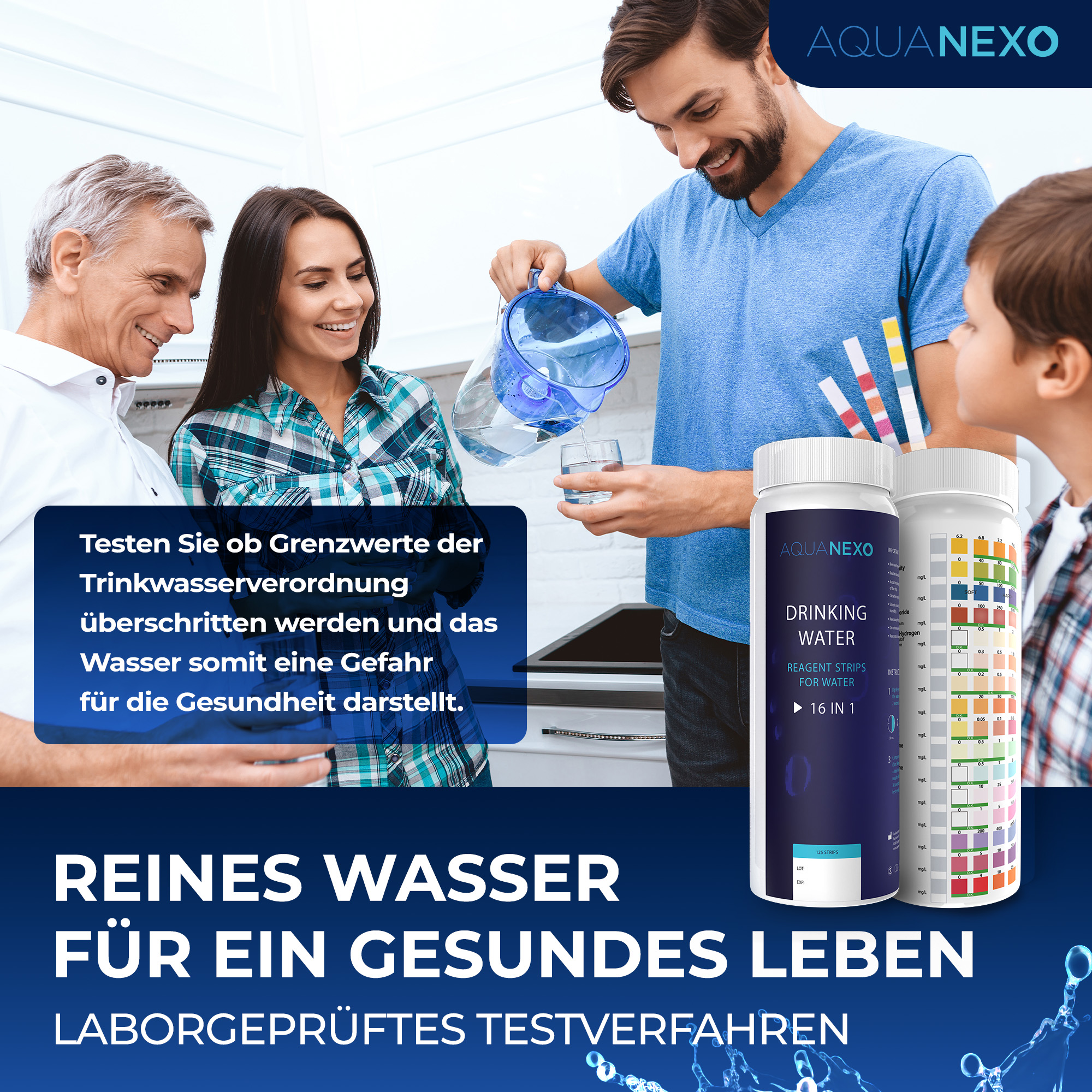 125 Wassertester Trinkwasser Teststreifen 16-in-1 Trinkwassertest pH Wasserhärte