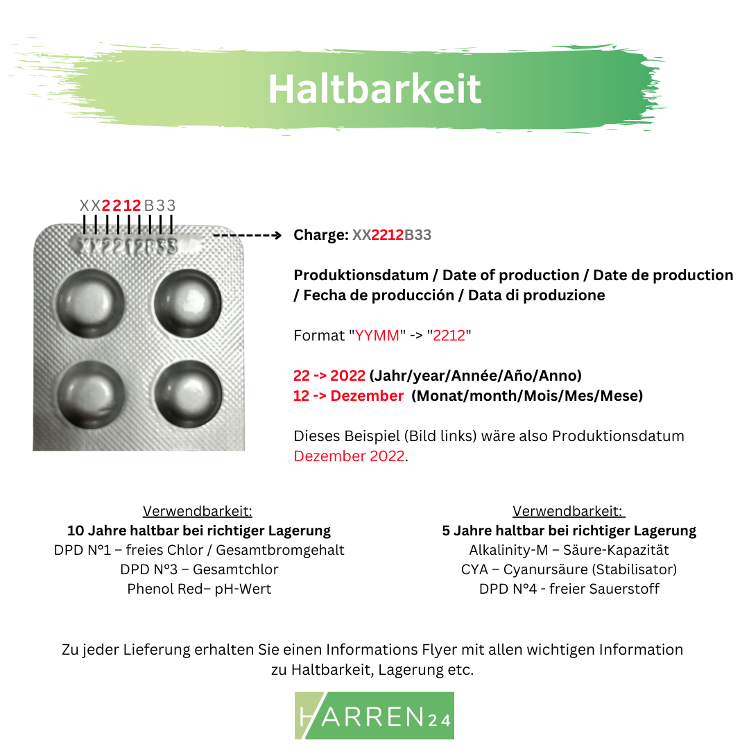 Test-Tabletten PHOTOMETER für pH-Wert und freies Chlor je 30 Stück DPD1 + Phenol Red