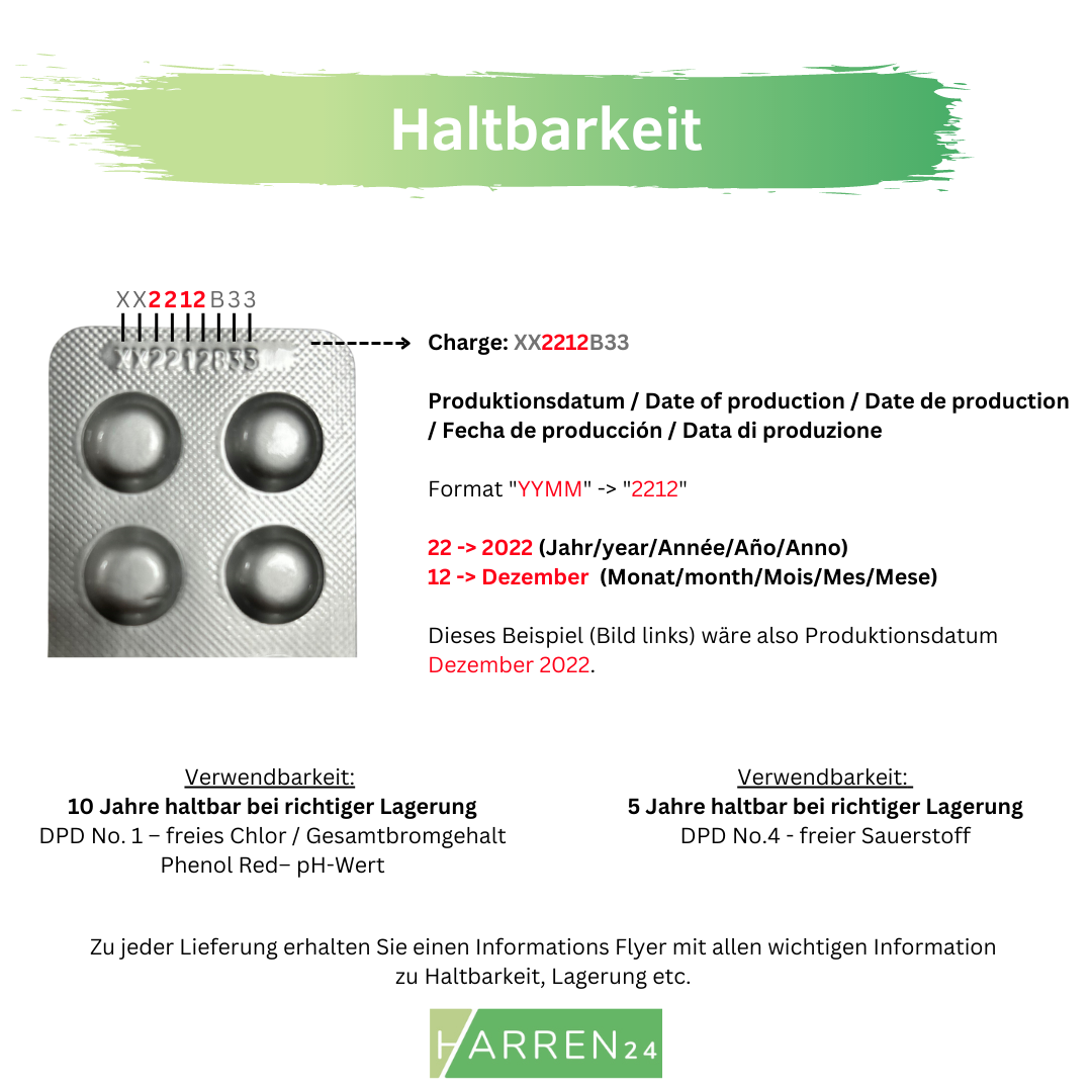 Rapid Testtabletten Schütteltester DPD 1 freies Chlor, 500 Tabletten (50 Blister)
