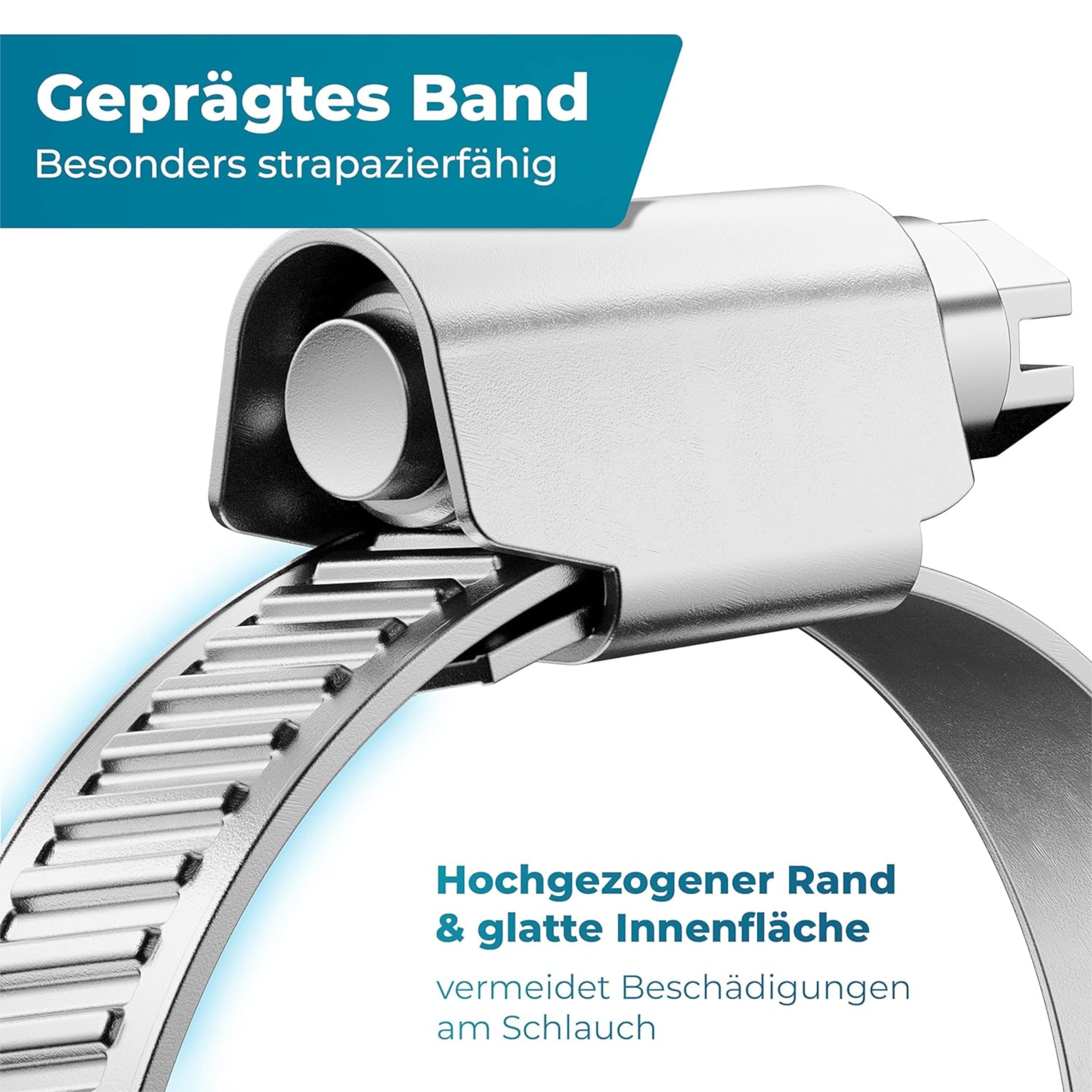 FIXXIA® Schlauchschellen [40-60mm] - rostfreier robuster Edelstahl - Schlauchklemme - Schlauchschelle für Pool, Garten, KFZ & Waschmaschine geeignet