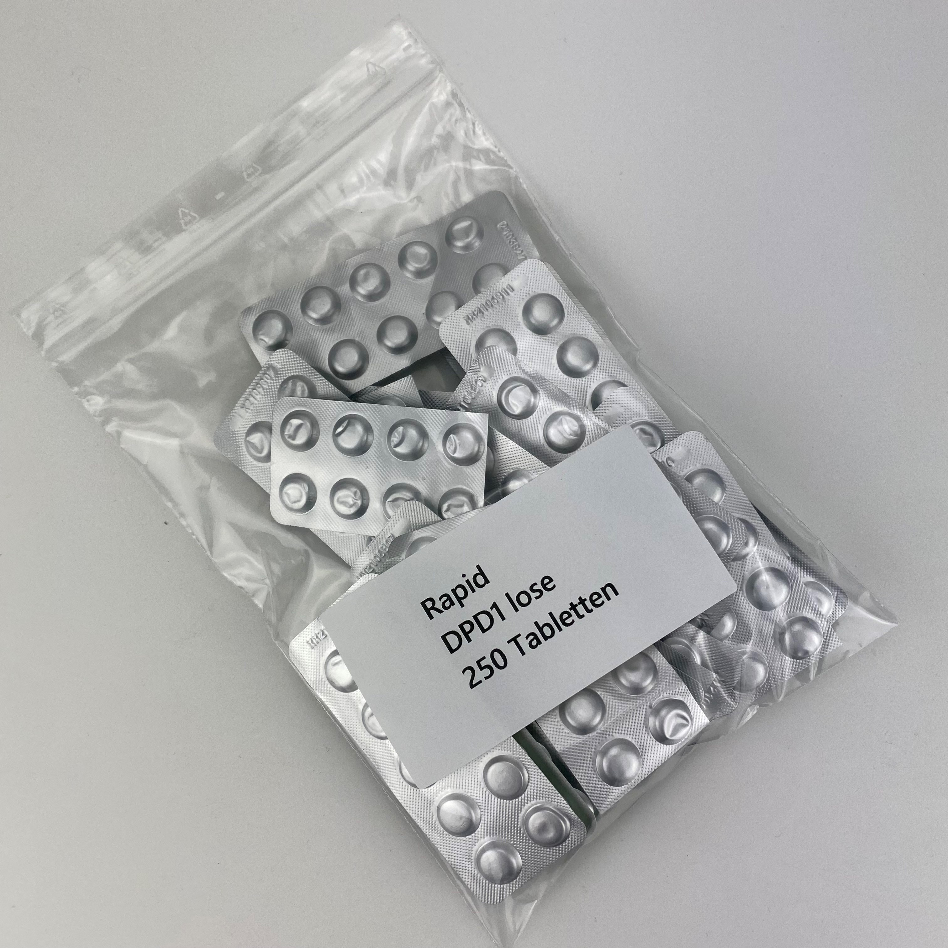 [lose Ware] Test-Tabletten/Reagenzien DPD 1 (RAPID) zur Messung freies Chlor 250 Stück (25 Blister à 10 Stück)