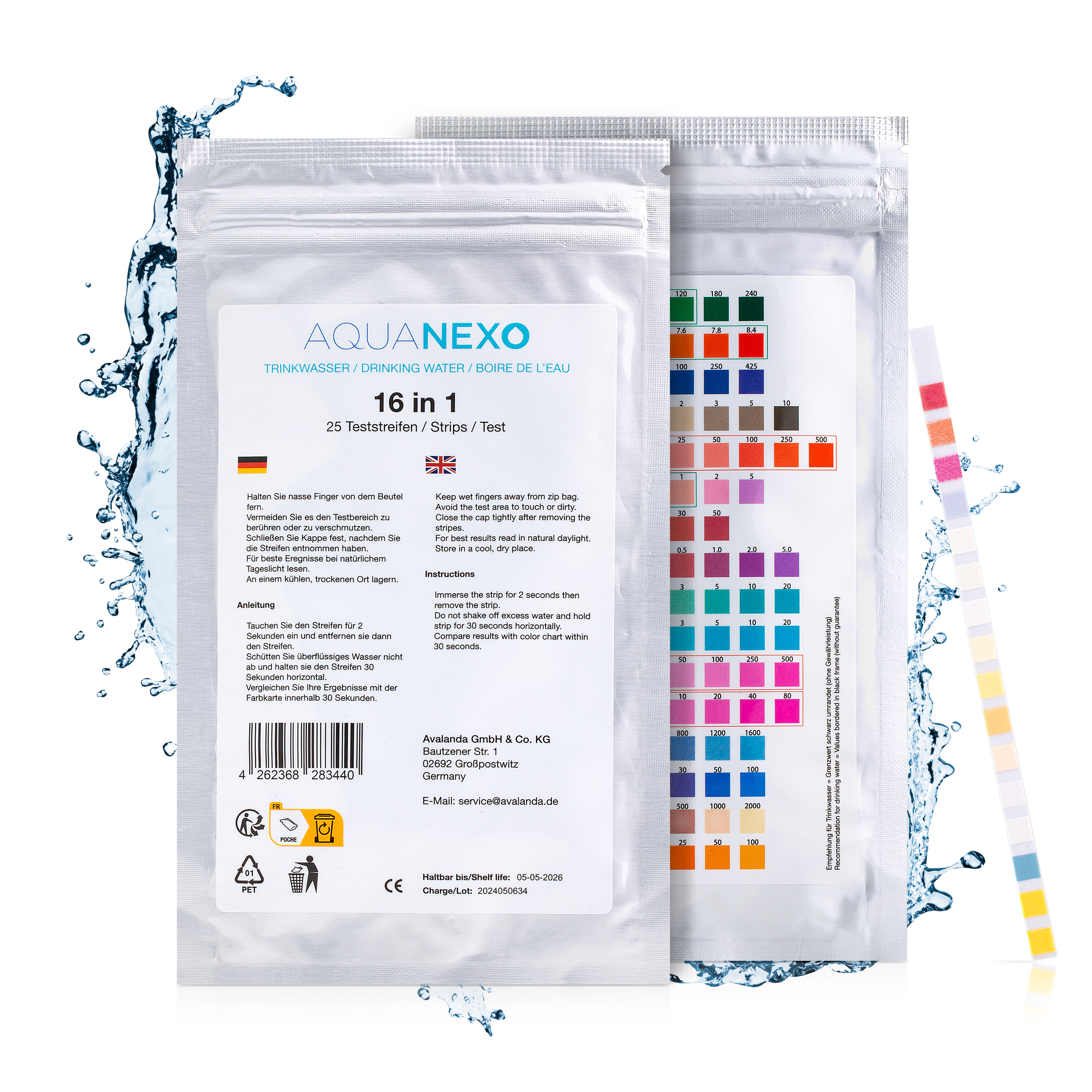 50 Wassertester Trinkwasser Teststreifen 16-in-1 Trinkwassertest pH Wasserhärte