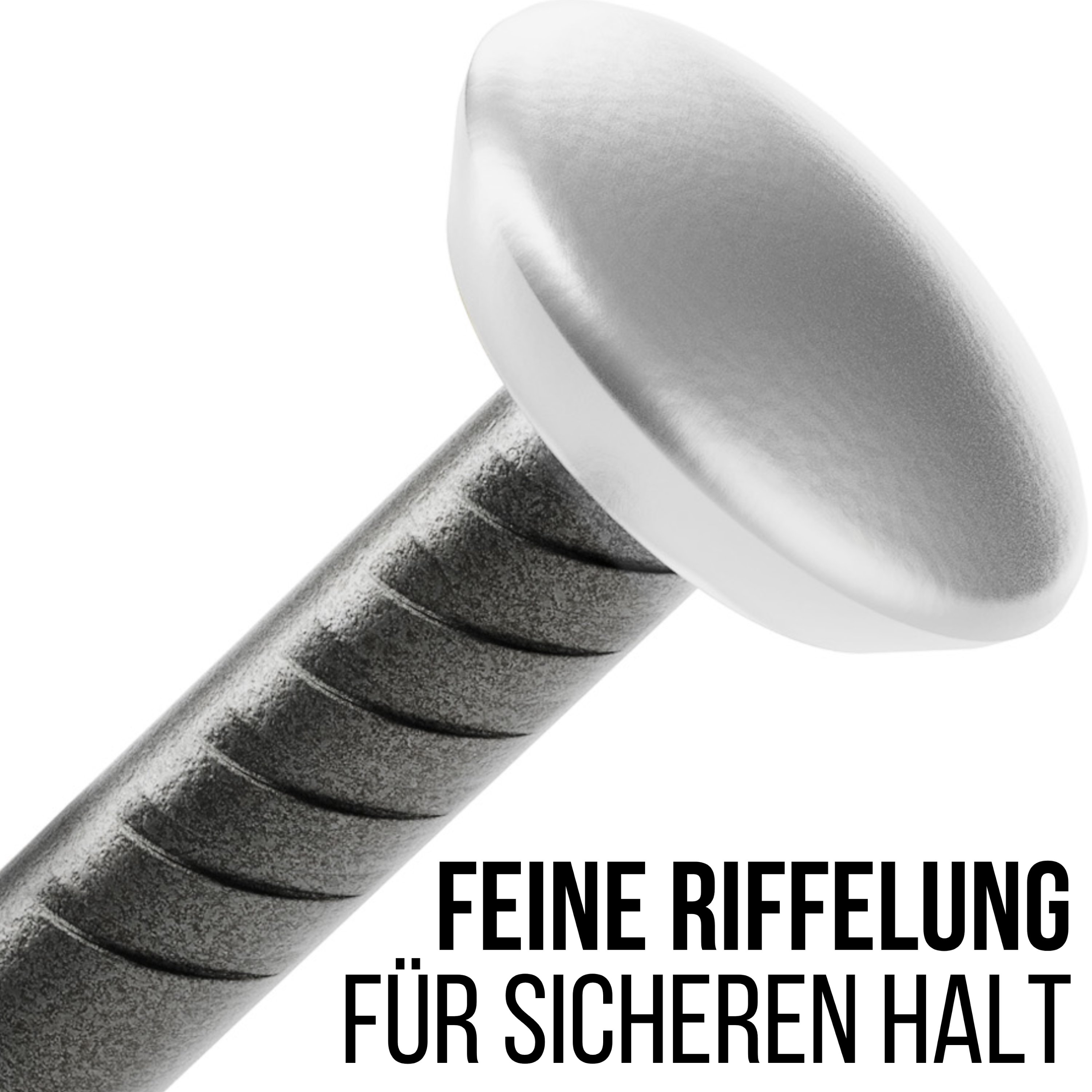 FIXXIA® Stahlnägel mit Halter - [50er Set, 10x in 20/25/30/40/50 mm] - gehärtete Stahlnägel für Bilder - Bildernägel - mit dekorativem Kopf in Silber - Betonnägel