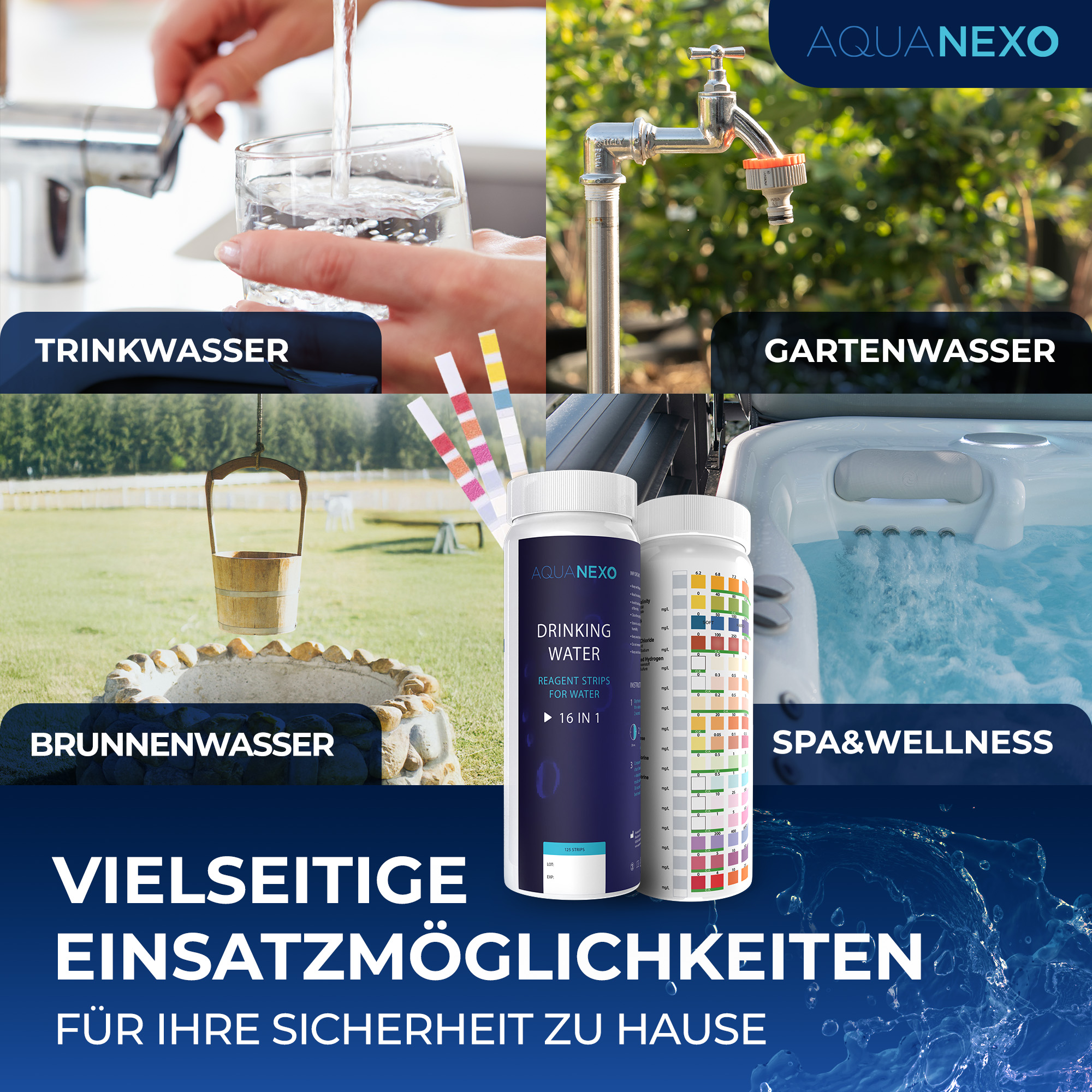 125 Wassertester Trinkwasser Teststreifen 16-in-1 Trinkwassertest pH Wasserhärte