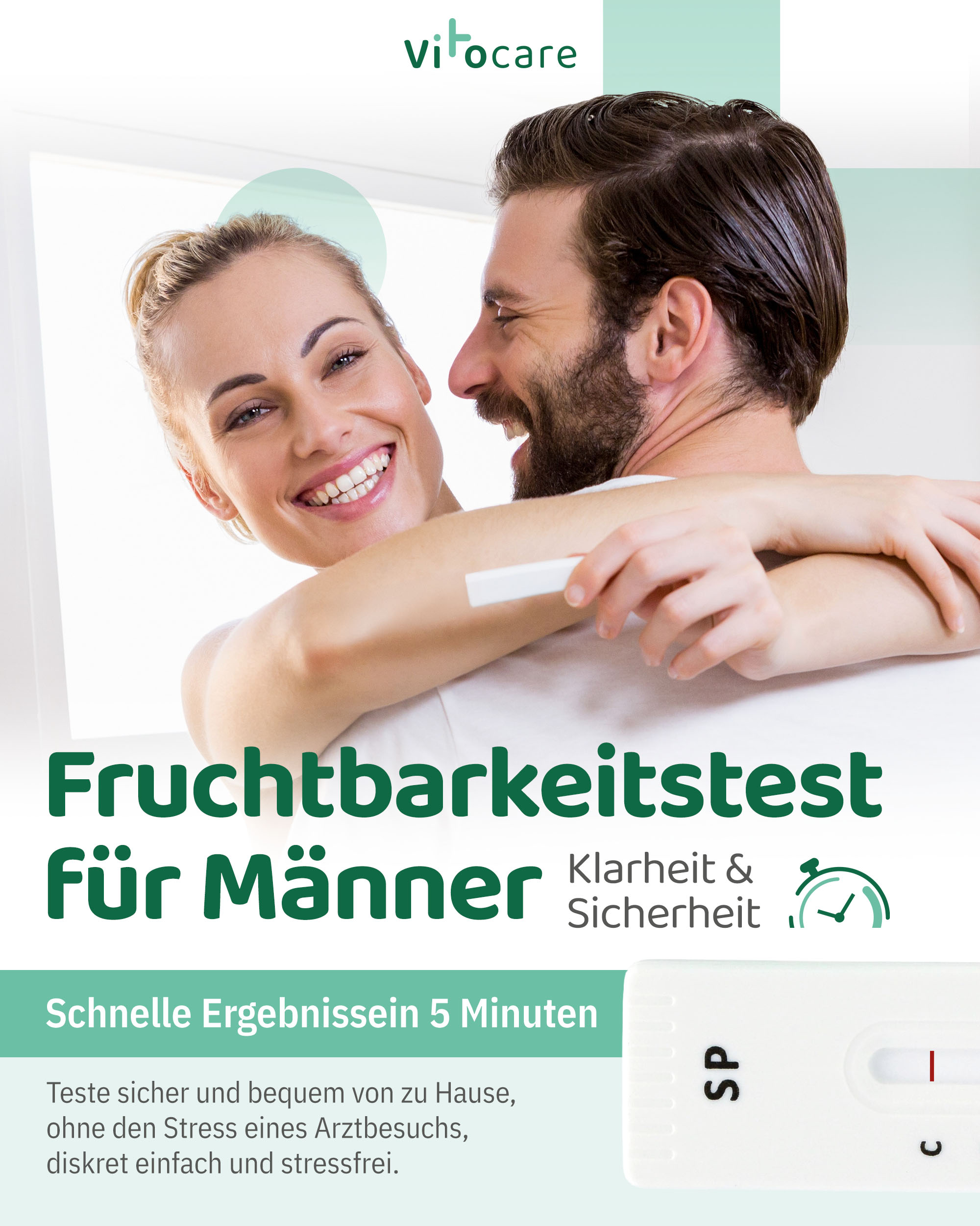VITOCARE Fruchtbarkeitstest für Männer, Spermientest, Heimtest