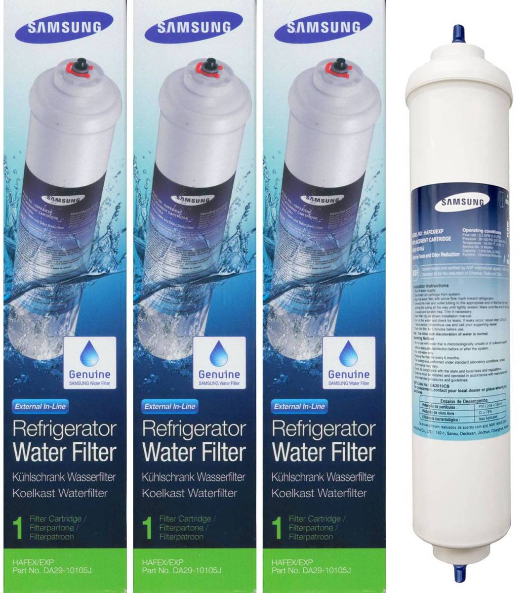 3x Original Samsung Wasserfilter DA29-10105J Filter HAFEX/EXP 3785 Liter