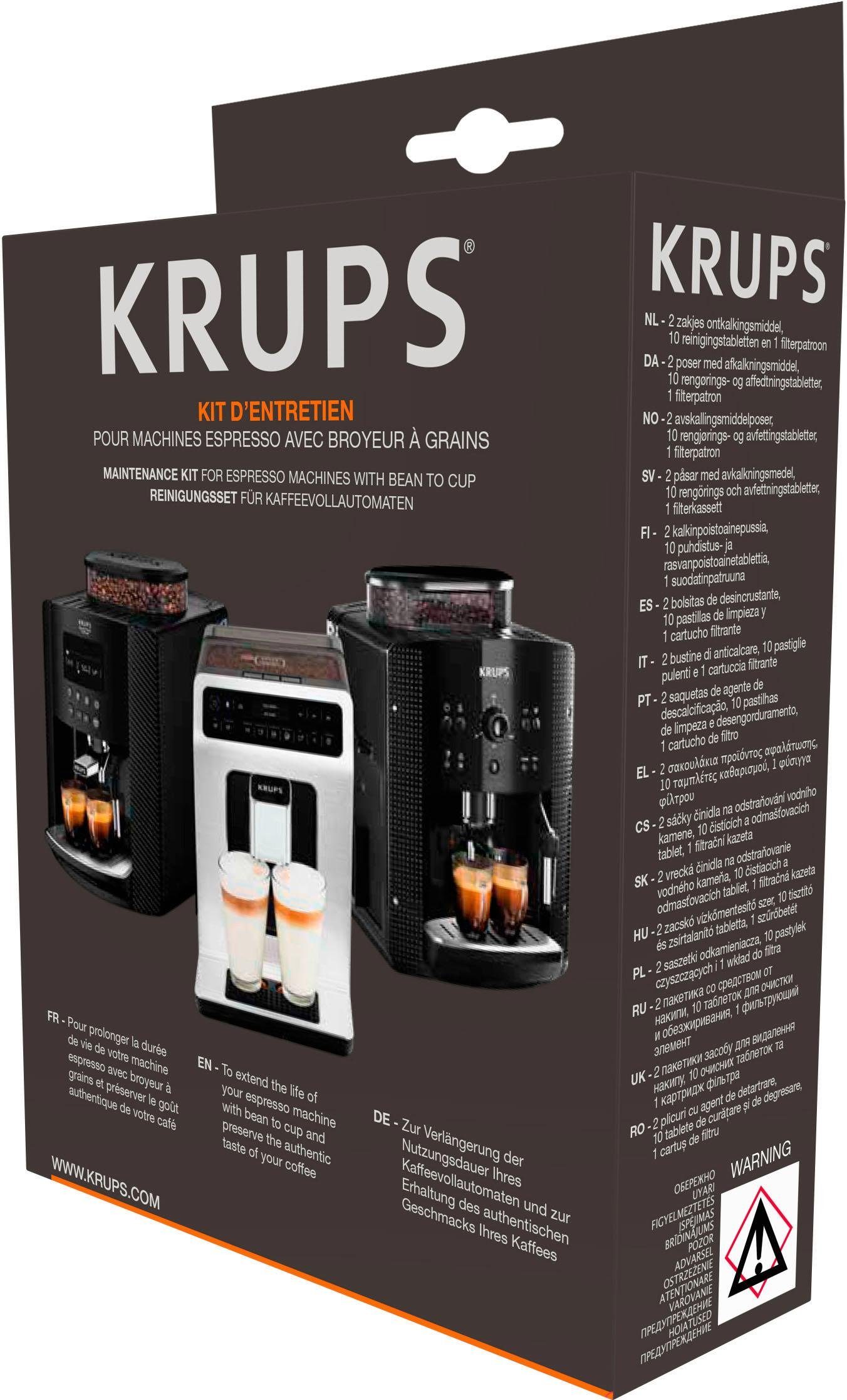 Krups XS5300 Reinigungs- u. Pflegeset für Kaffeevollautomaten | Original Ersatzteil von Krups für alle Kaffeevollautomaten, Jahresvorrat an Reinigungstabletten und Entkalker, sowie einem Wasserfilter