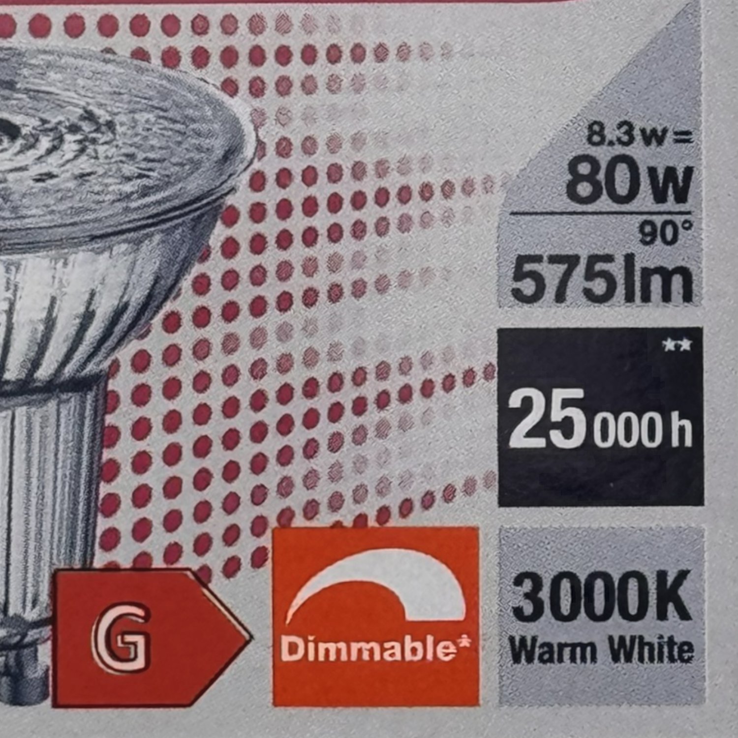 6x Osram Parathom LED Lampen PAR16, 80W, 3000K warm white, GU10, 575lm, dimmable