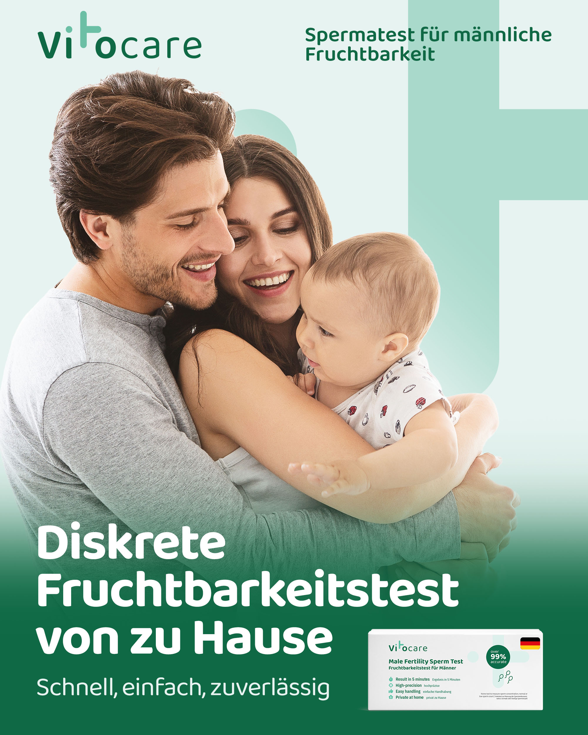 VITOCARE Fruchtbarkeitstest für Männer, Spermientest, Heimtest