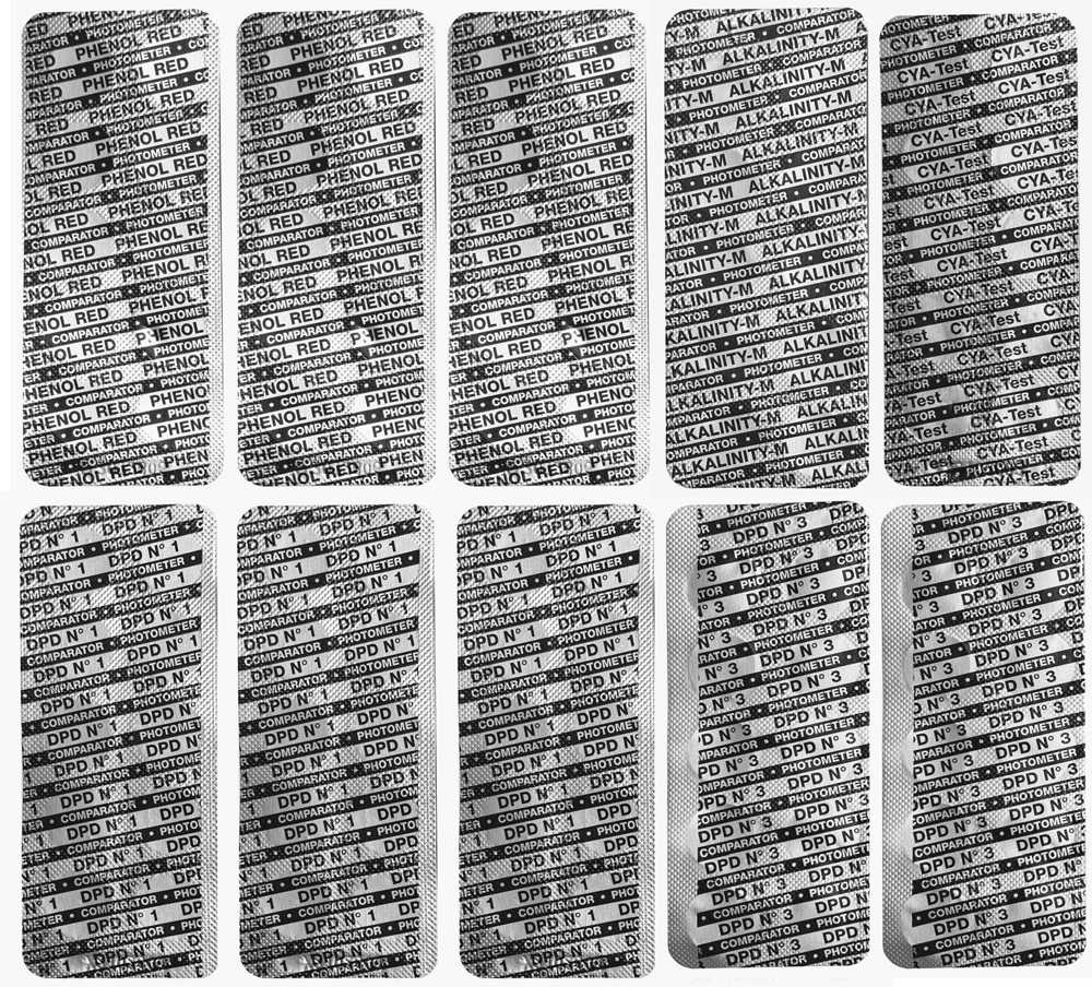 Nachfüll Pack für Photometer 100 Tabletten (Phenol Red, DPD1, DPD3, Alkality M, CYA)